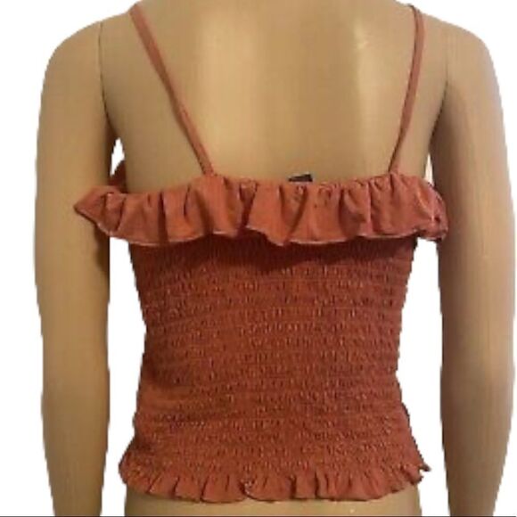 ✨ American Eagle Smocked Juniors Burnt Orange Shirred Crop Top✨ - Picture 6 of 9
